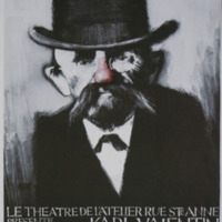 Carte postale de l'affiche pour Karl Valentin - Théâtre de l'Atelier Rue Sainte-Anne, B-Bruxelles 1978 / Jacques Richez