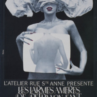 Carte postale de l'affiche pour Les Larmes amères de Petra von Kant, de R.W. Fassbinder - Théâtre de l'Atelier Rue Sainte-Anne, B-Bruxelles 1982 / Jacques Richez
