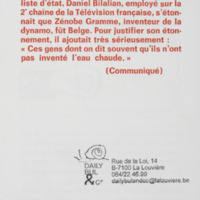 Revue Daily-Bul 14 - Ces gens dont on dit souvent qu&#039;ils n&#039;ont pas inventé l&#039;eau chaude / Comité de rédaction André Balthazar et Pol Bury