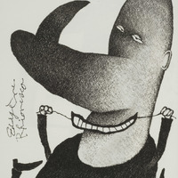 Eugène Rhionesco, dessin original publié dans Le Nez de André Balthazar et Roland Breucker
