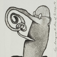 La langue de bois et le nez de pierre, dessin original publié dans Le Nez de André Balthazar et Roland Breucker