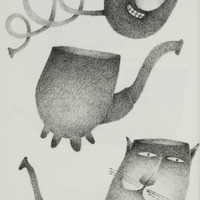 La pipe-cochon, la pipe-vache et la pipe-chat, dessin original publié dans La Pipe de André Balthazar et Roland Breucker