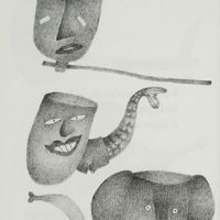 Le calumet, la sirène-pipe et l’éléphant-pipe, dessin original publié dans La Pipe de André Balthazar et Roland Breucker