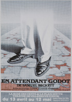 Carte postale de l'affiche pour En attendant Godot,  de Samuel Beckett - Théâtre de la Planchette,  F-Villeneuve d'Ascq 1983 / Jacques Richez