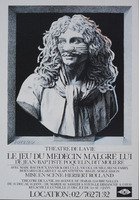 Carte postale de l'affiche pour <em>Le Jeu du Médecin malgré lui</em>, de Molière - Théâtre de la vie, B-Bruxelles 1984 / Jacques Richez