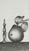 <em>La poire bilboquet</em>, dessin original publié dans<em> La Poire</em> de André Balthazar et Roland Breucker