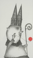 <em>Le Point Cardinal</em>, dessin original publié dans <em>Le Point</em> de André Balthazar et Roland Breucker
