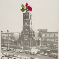 Le clocher de l&#039;église Saint-Joseph de La Louvière par Daniel Spoerri