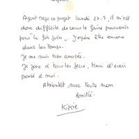 Lettre de Kikie Crêvecoeur à propos de l&#039;esprit de clochers