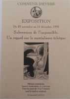 Affiche pour l'exposition <em><strong>Subversion de l'impossible : un regard sur le surréalisme tchèque</strong></em> à la commune d'Evere , du 28 novembre au 11 décembre 1998 .